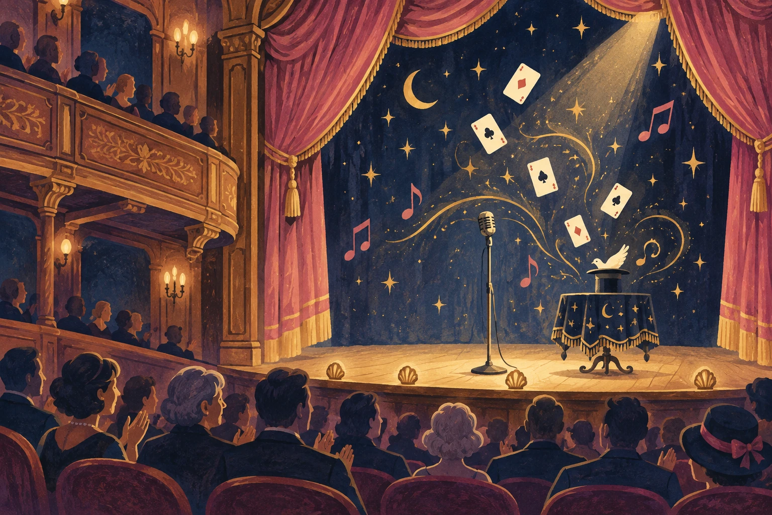 Editorial illustration inspired by an evening of magic at an opera house.